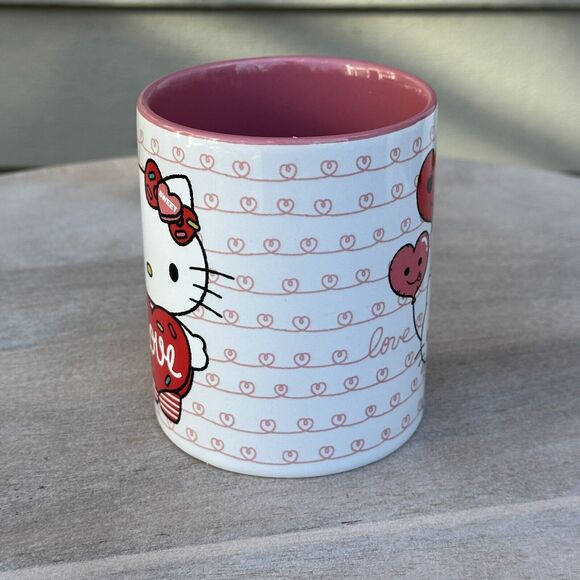 Hello Kitty Love Heart Shaped Handle Ceramic Mug Valentines Day New Sanrio - Picture 4 of 14